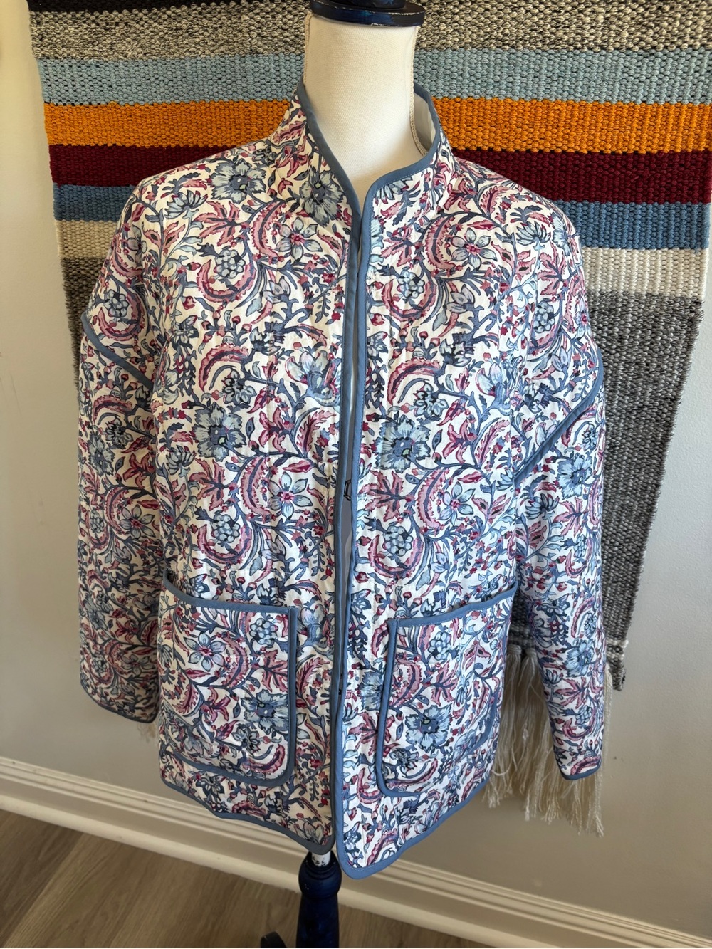 7 For All Mankind White Quilted Floral Jacket